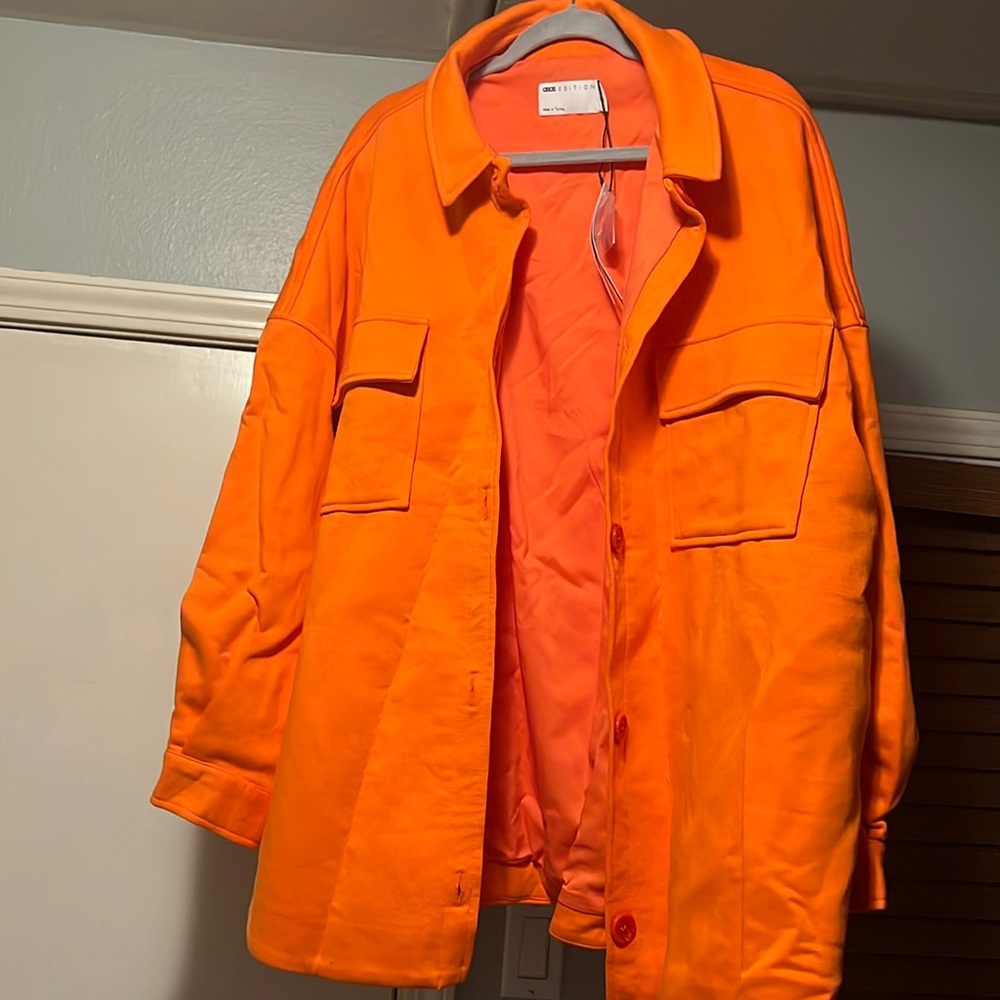 Oversized ASOS bright orange shirt jacket